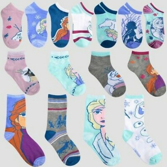 Kid's Disney Frozen Advent Calendar 15 Days Socks No Show Crew Quarter Christmas - Picture 6 of 6